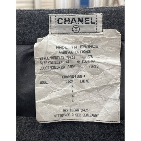 CHANEL PARIS Wool Midi Pencil Skirt in Grey Size EUR 44 - Picture 10 of 10